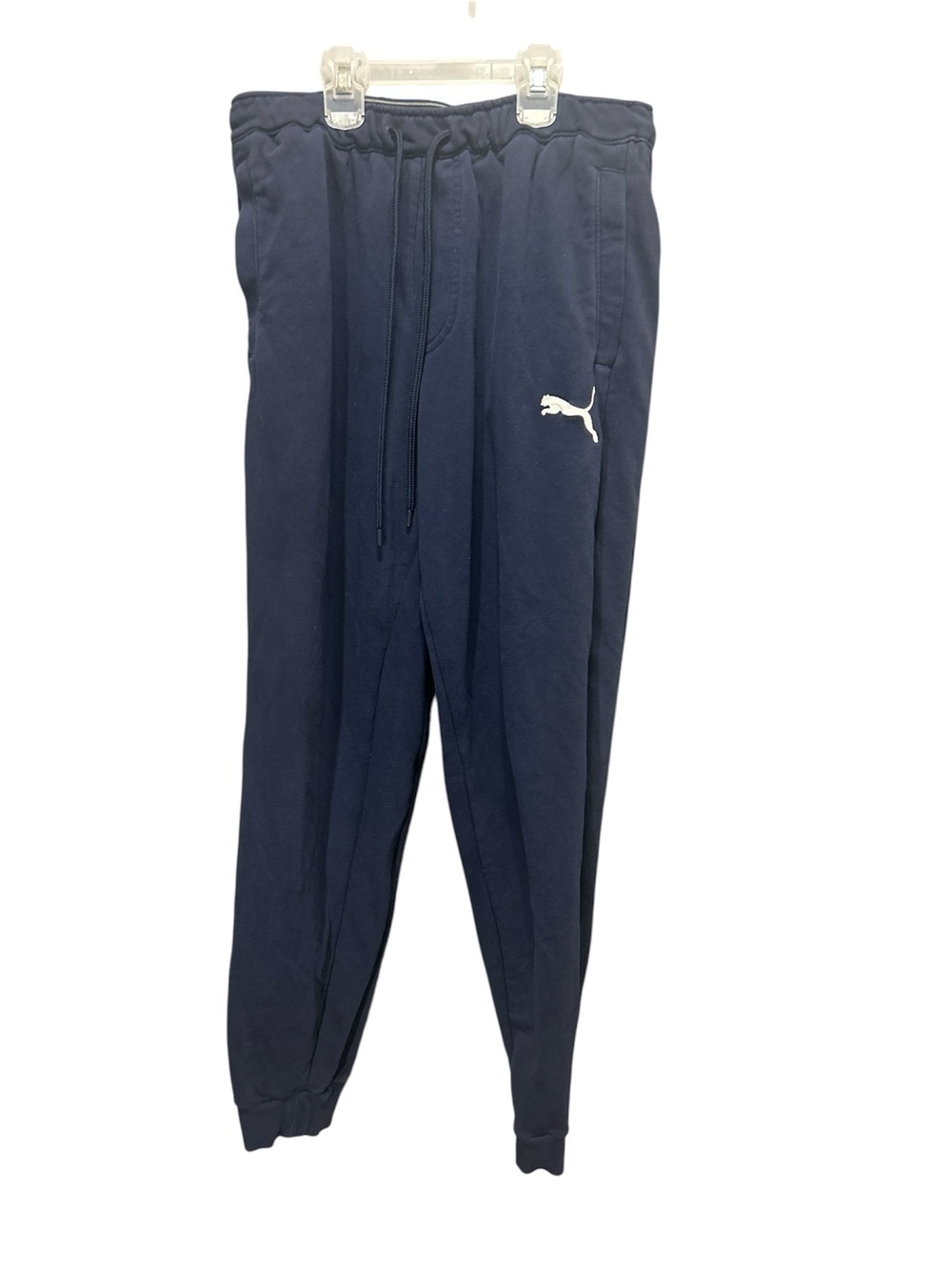 Puma Mens Medium Navy Blue French Terry Jogger Sweatpants Track Pants Drawstring